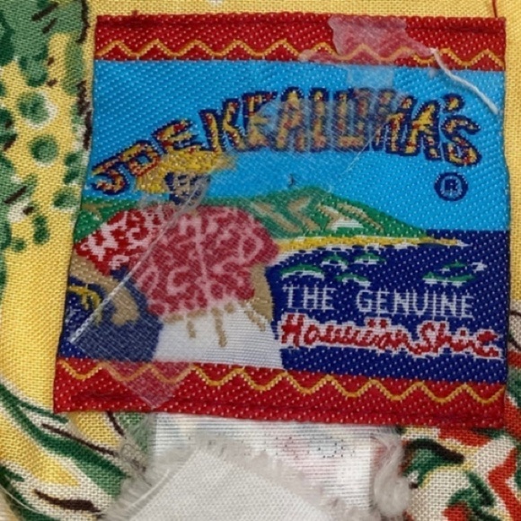 Vintage Joe Kealoha Yellow Hawaiian Shirt Tropical Fish Hula Spellout Sz XL - Picture 8 of 9